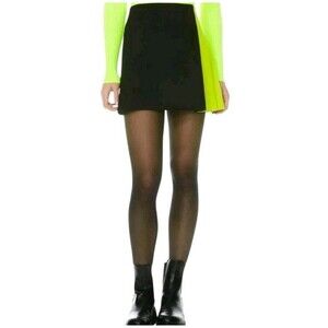 Alice + Olivia Semira Pleated Mini Skirt Womens 8 Black Neon Green Rave Punk